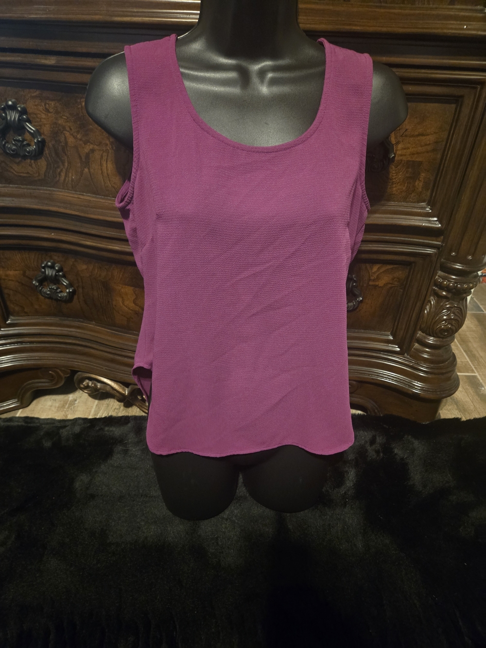 AbbeLine Tank Top S Plum Purple Sleeveless Crossover Back Polyester